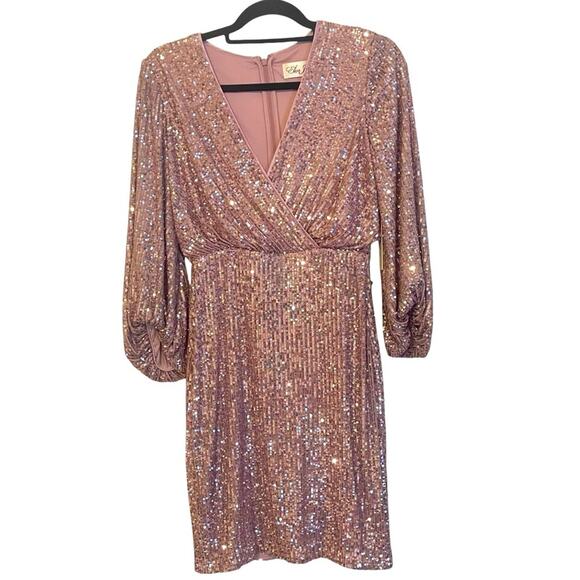 Eliza J Sequined Long Sleeve Stretch Dress NWT Size 2 - Picture 2 of 9